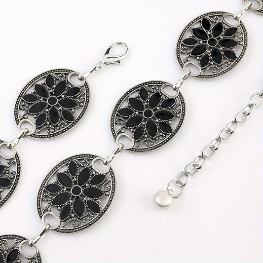 Bohemian Waist Chain Belt Hollow Black Elastic Jewelry