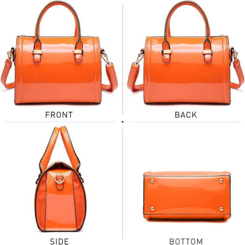 Shiny Patent Handbag Top Handle Tote Purse for Women