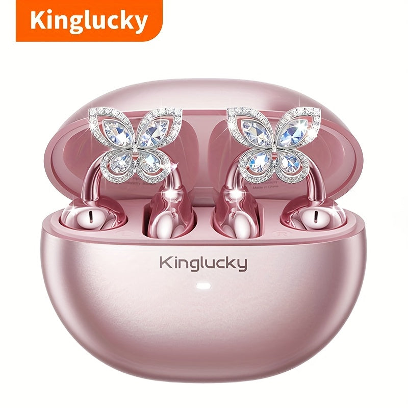 Kinglucky I121 Wireless Earbuds With Detachable Gemstone Earrings Bluetooth 5.4 HiFi Stereo ANC For Exercise Outdoors