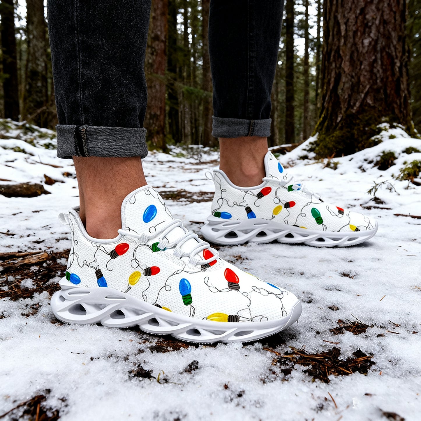 Seamless Pattern Christmas Lights And Connecting Wires Decor