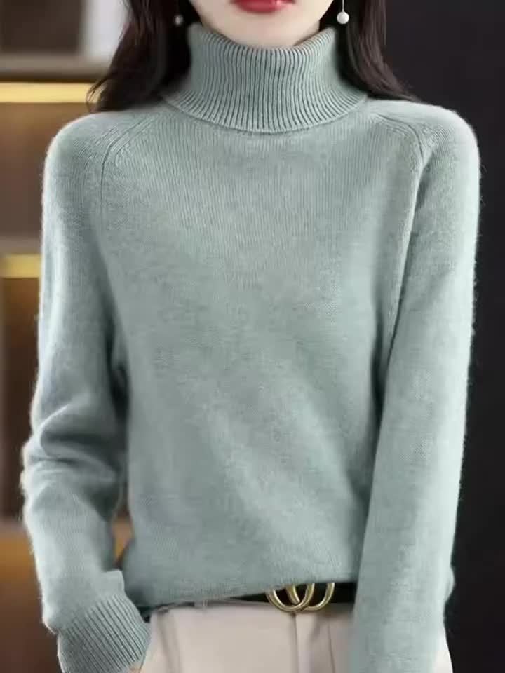 FMEC Soft Turtleneck Sweater Women High Neck Knit