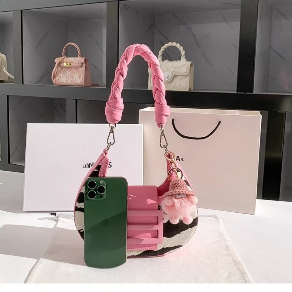 Zebra Print Mini Handbag With Snap Closure