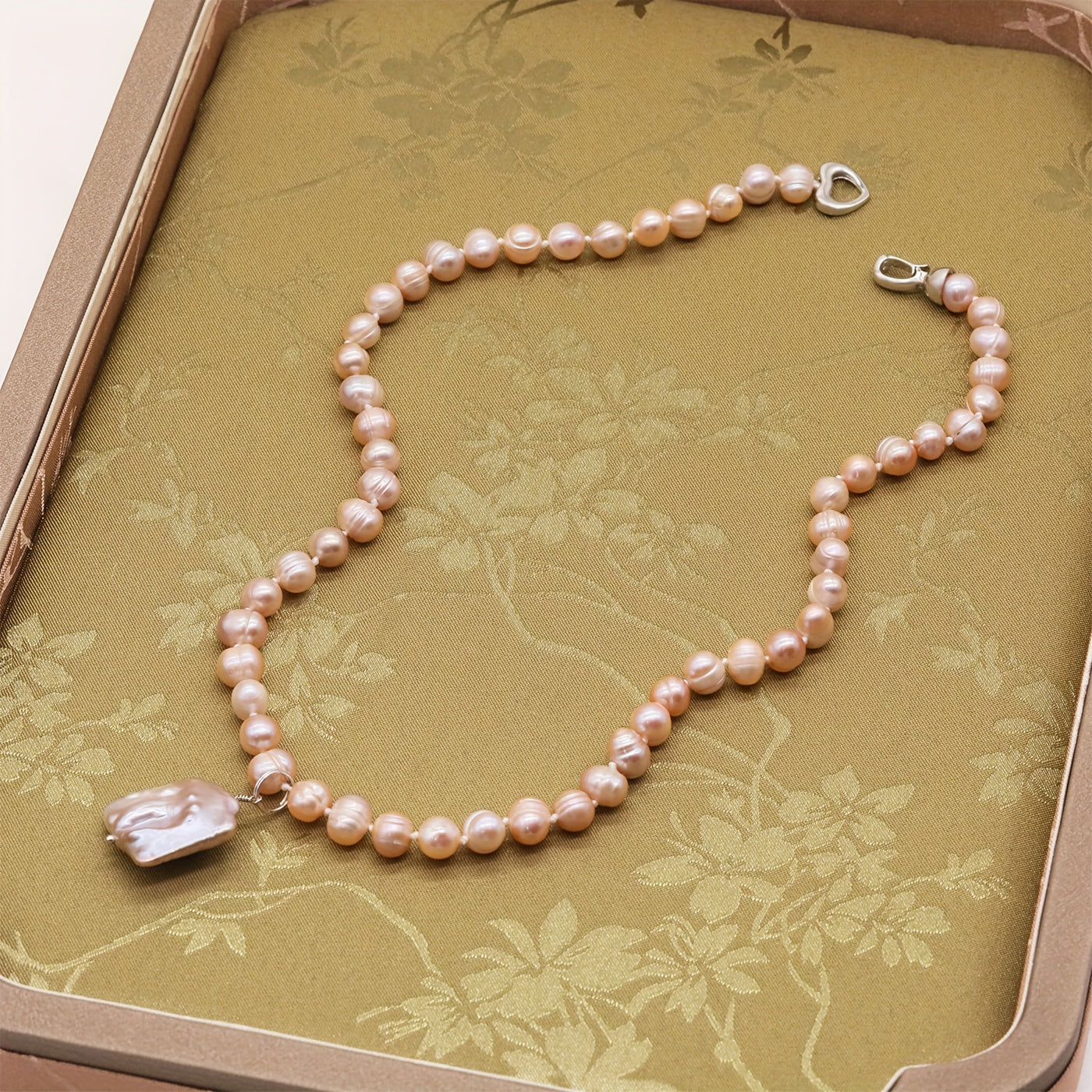 Handmade Freshwater Pearl Necklace With Baroque Pendant Gift Box