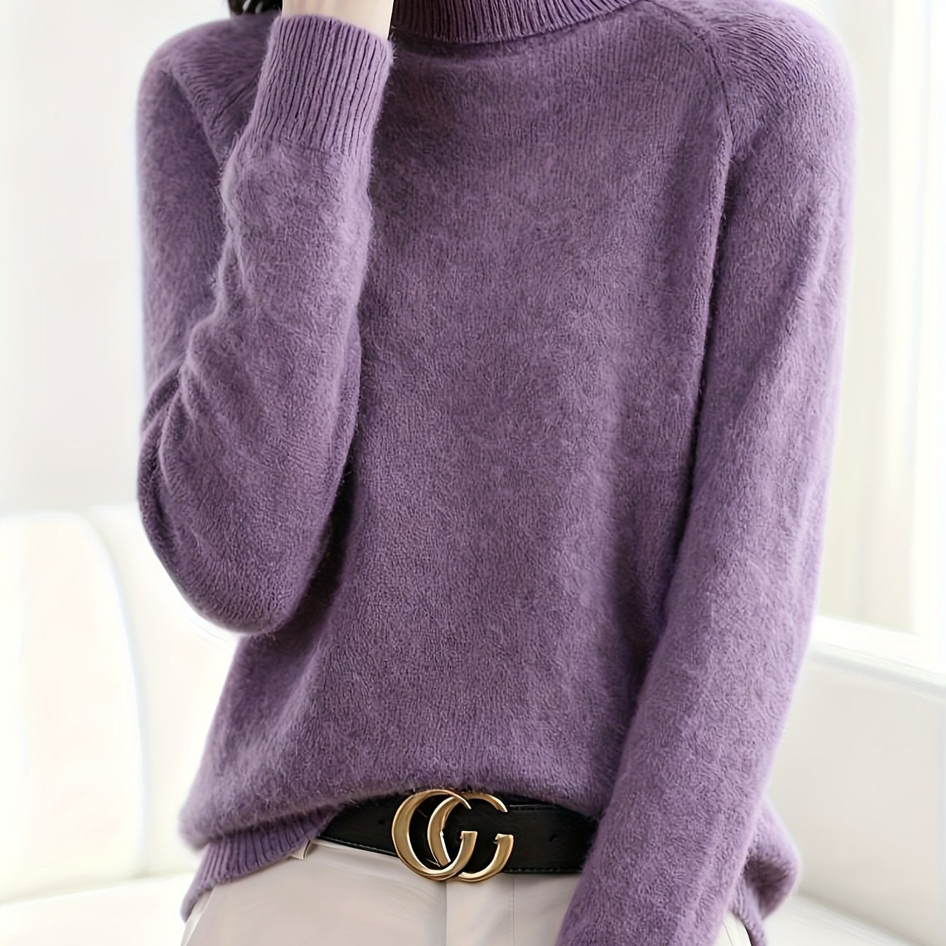FMEC Soft Turtleneck Sweater Women High Neck Knit