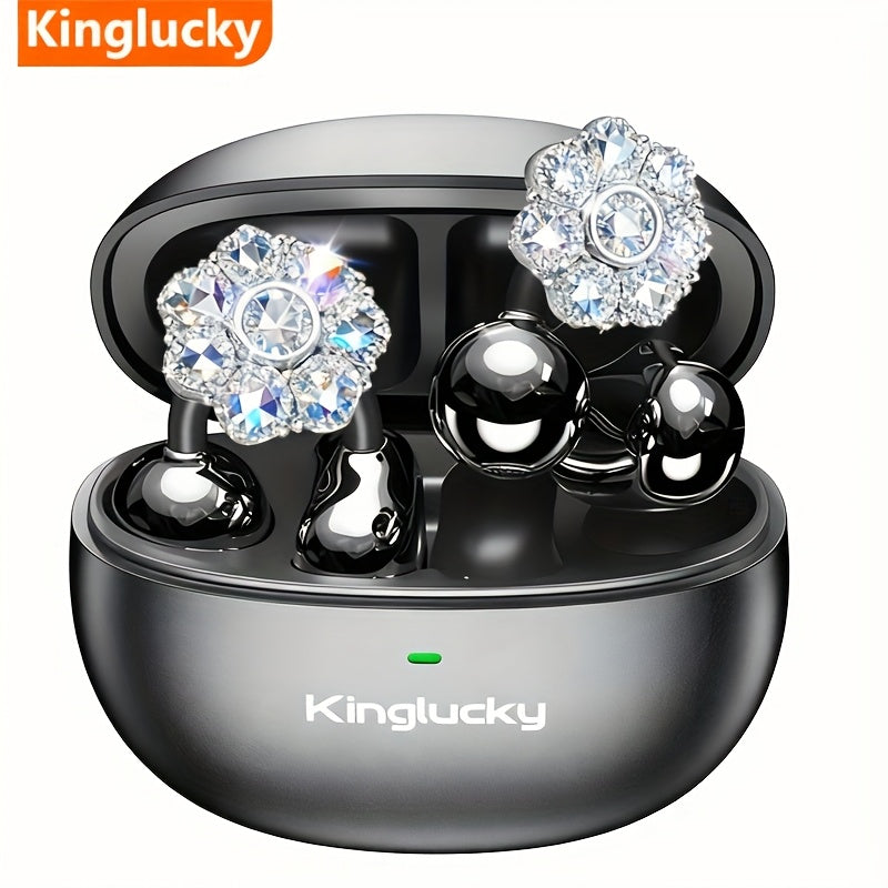 Kinglucky I121 Wireless Earbuds With Detachable Gemstone Earrings Bluetooth 5.4 HiFi Stereo ANC For Exercise Outdoors