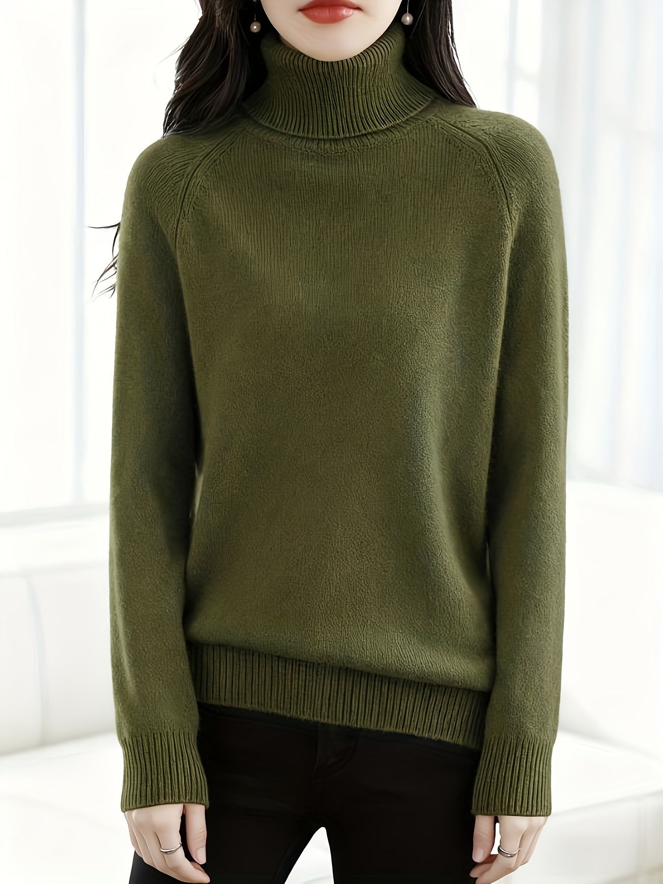FMEC Soft Turtleneck Sweater Women High Neck Knit