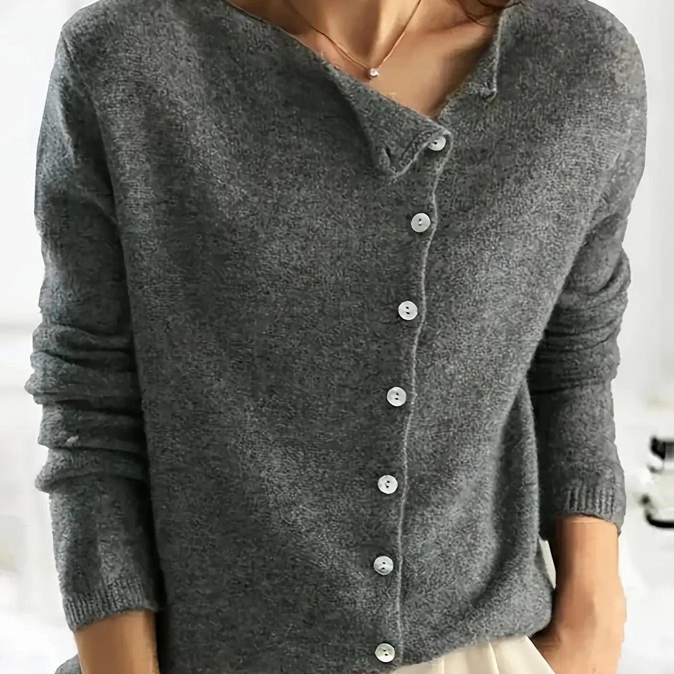 Single-Breasted Cardigan Sweater Blazer-Like Jacket For Casual Or Formal Wear