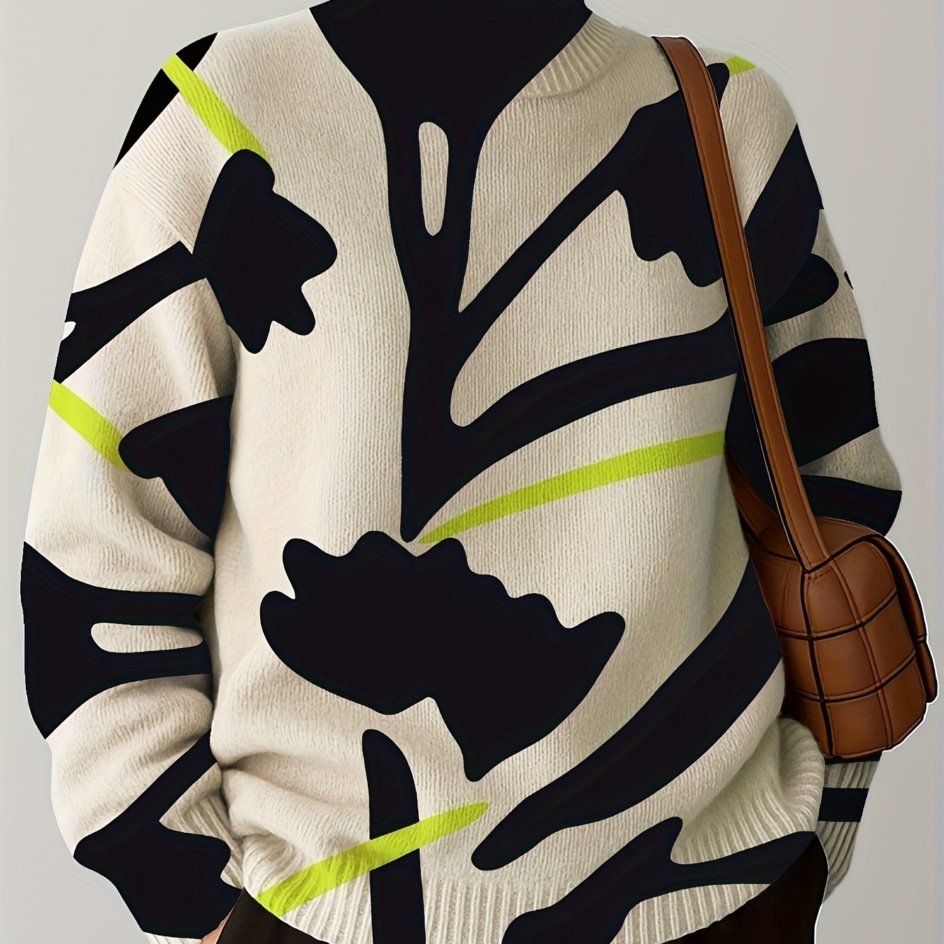 Geometric 3D Print High Neck Hoodie Sweater For Women