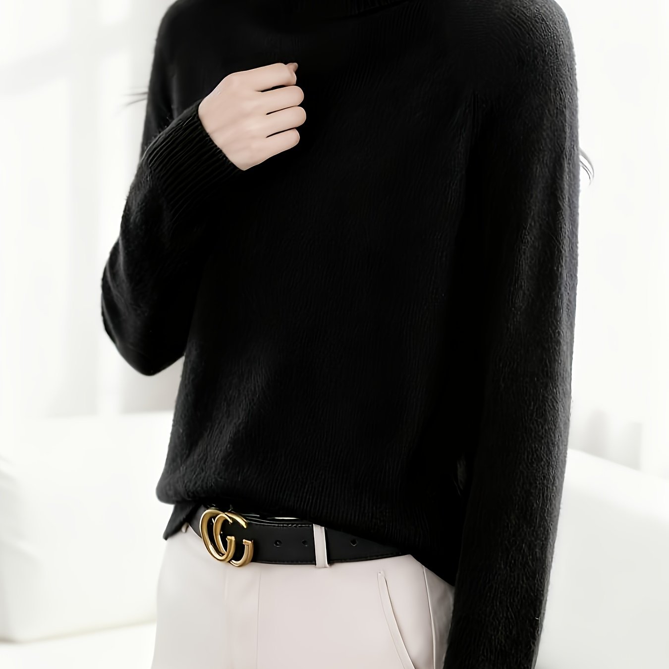 FMEC Soft Turtleneck Sweater Women High Neck Knit