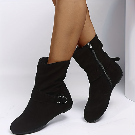 Cowgi Women's Ankle Boots Round Toe Low Block Heel