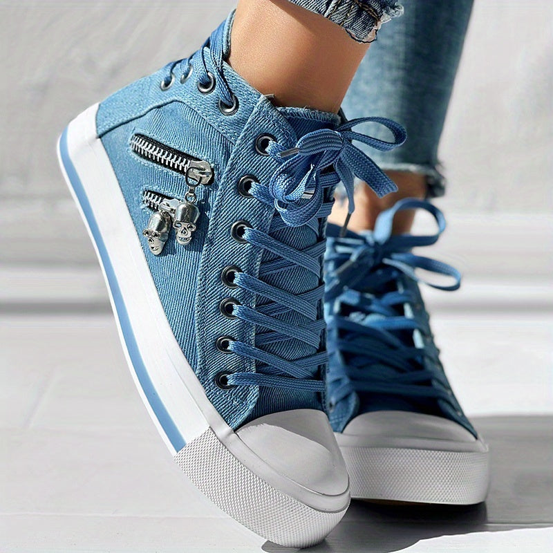 Chicme Skull Pattern Lace Up Sneakers