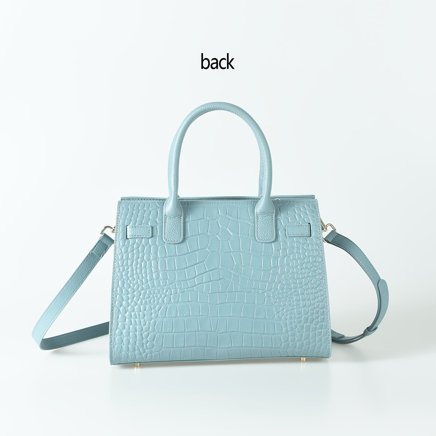 Crocodile-Texture Leather Handbag With Detachable Strap And Zipper