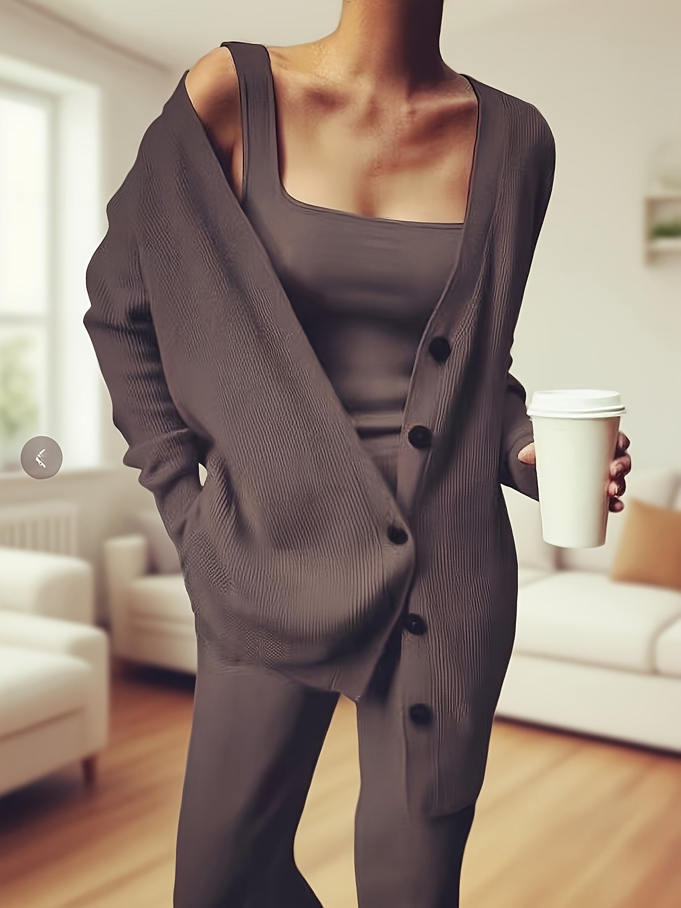 SCACTO Women's Casual Three Piece Set Jacket Vest Pants