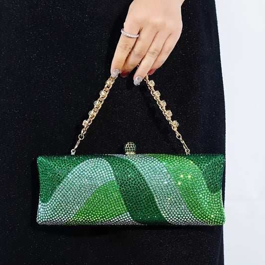 Geometric Crystal Evening Clutch Bag Kiss Lock Closure Set