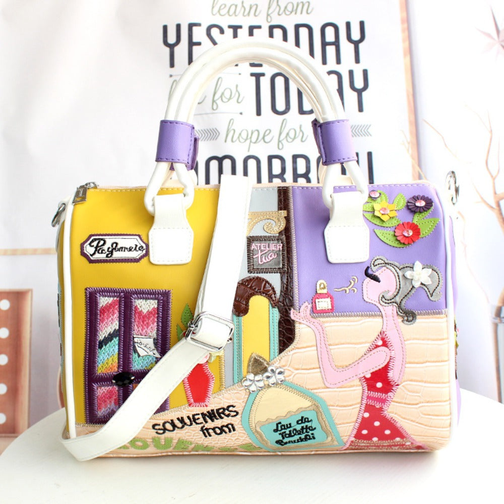 Womens Large Capacity Crossbody Bag With Detachable Strap Zipper Closure