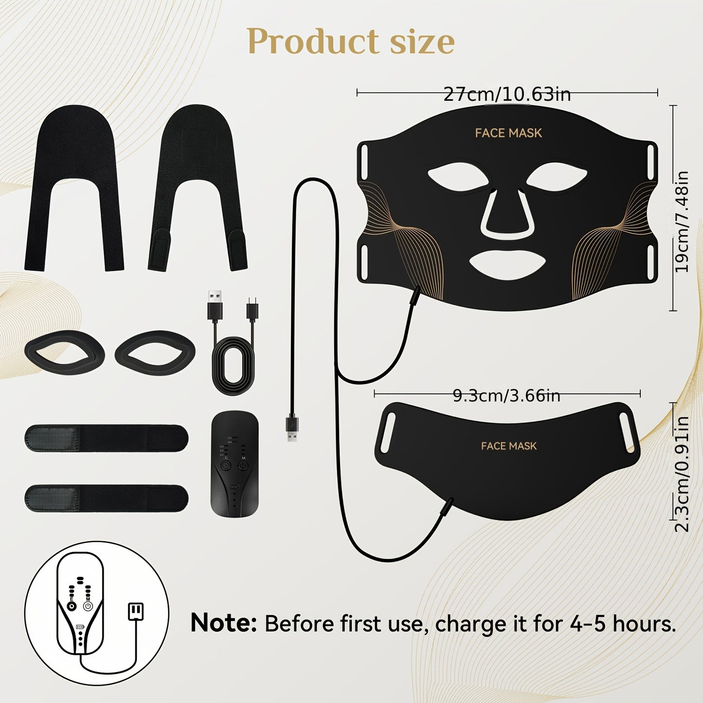 FOLOKE FDA Cleared LED Light Mask For Home Use Portable USB Powered Skincare Device Wavelength