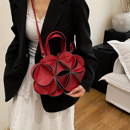 NEULRY Elegant Floral Tote Bag Evening PU Crossbody Buckle