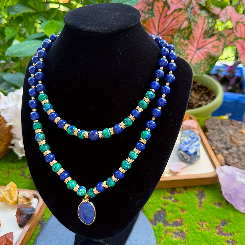 Lapis Lazuli Double Layer Necklace Boho Jewelry