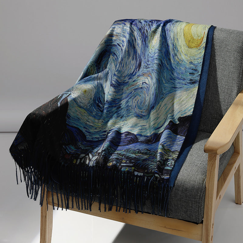 Starry Night Inspired Scarf Shawl For Winter Warmth And Elegance