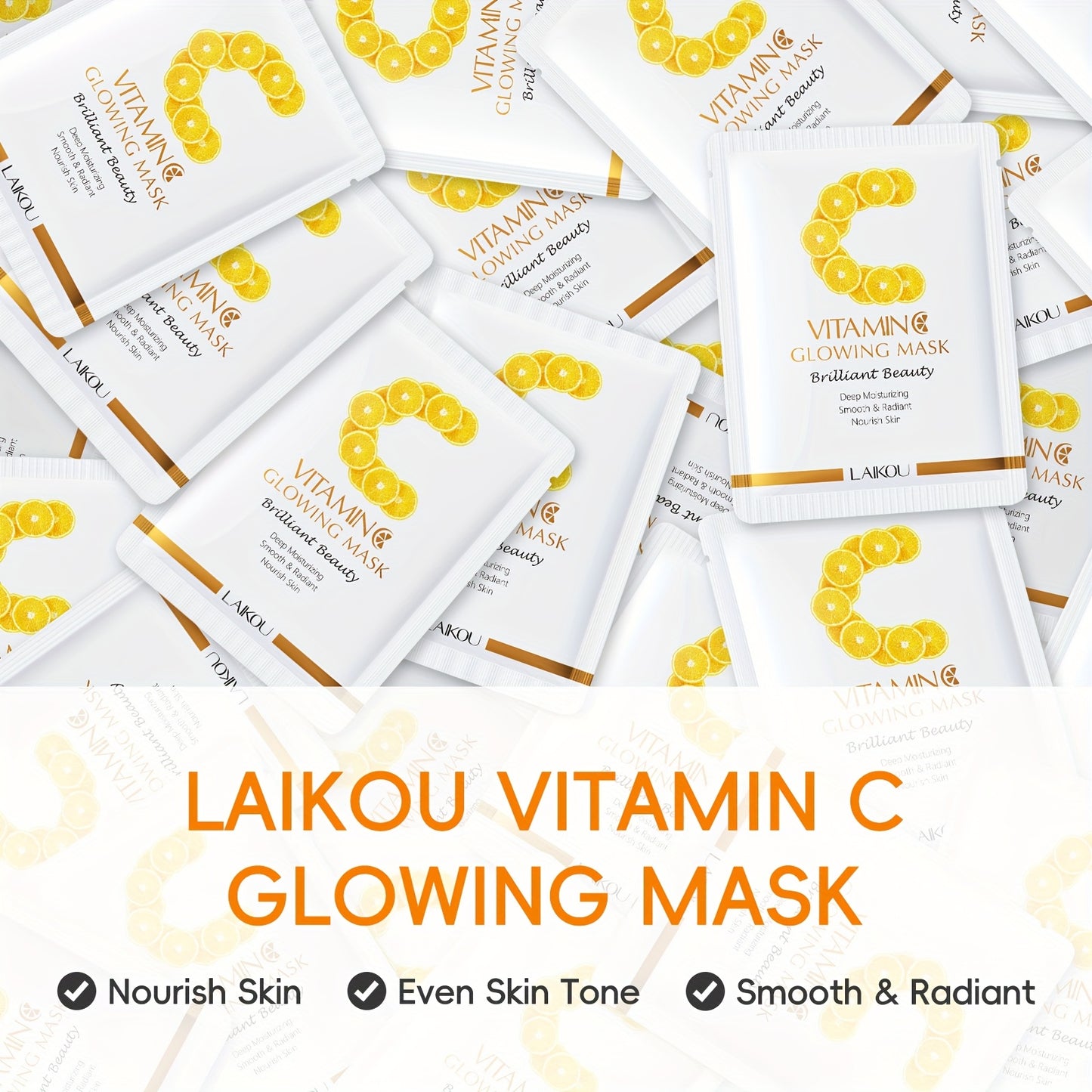 LAIKOUE Vitamin C Glow Mask Sheet 20 Packs Hydrating Radiance