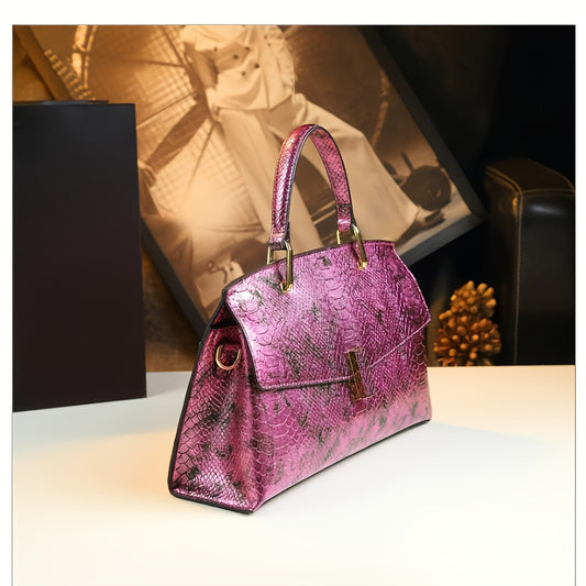 Genuine Leather Handbag With Zipper Closure Crossbody Shoulder Bag