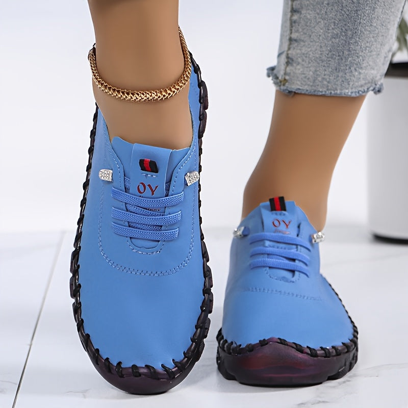 CEDUOOUO All Season Casual Sneakers For Women Round Toe PU