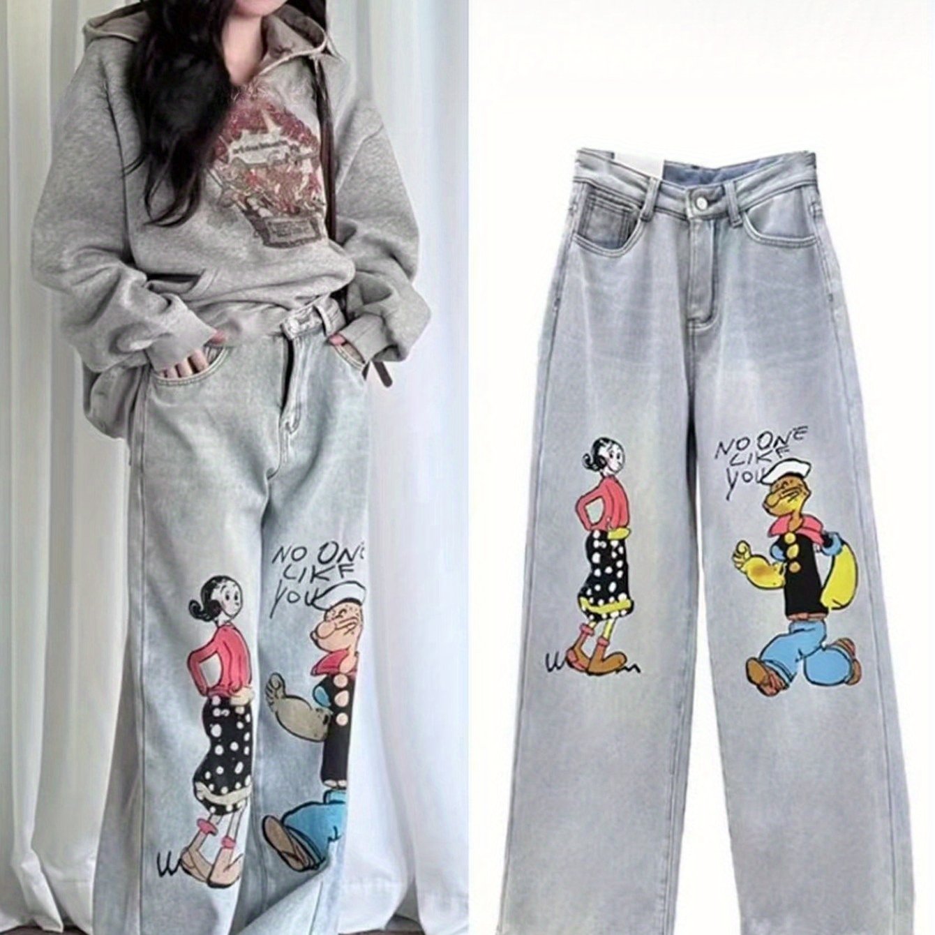 Popeyes Vintage Americana Jeans Women Straight Leg Drawstring Waist