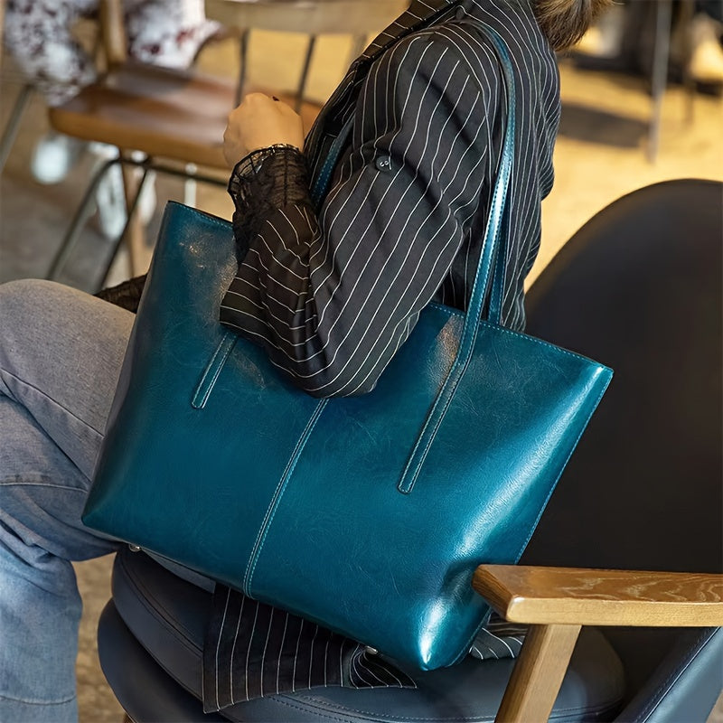 Genuine Leather Vintage Slit Tote Bag With Top Handle