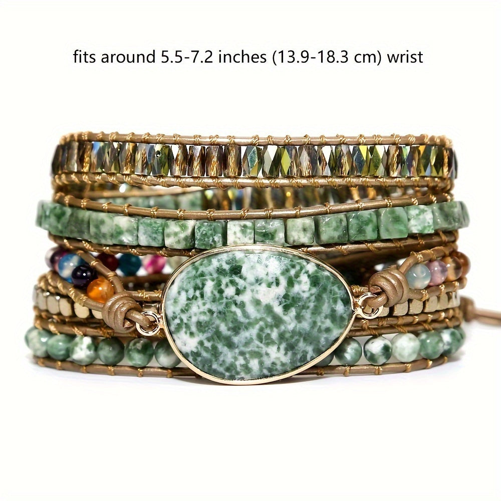 Bohemian Stone Bracelet With Beads Spacers And Oval Charm