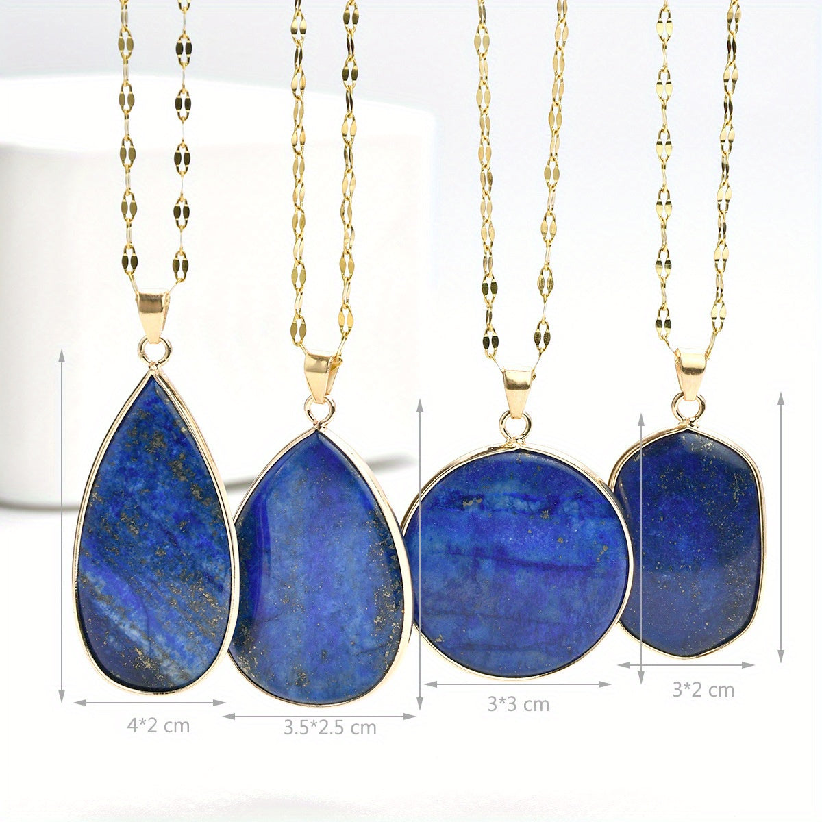 Bohemian Vintage Lapis Lazuli Water Drop Pendant Necklace
