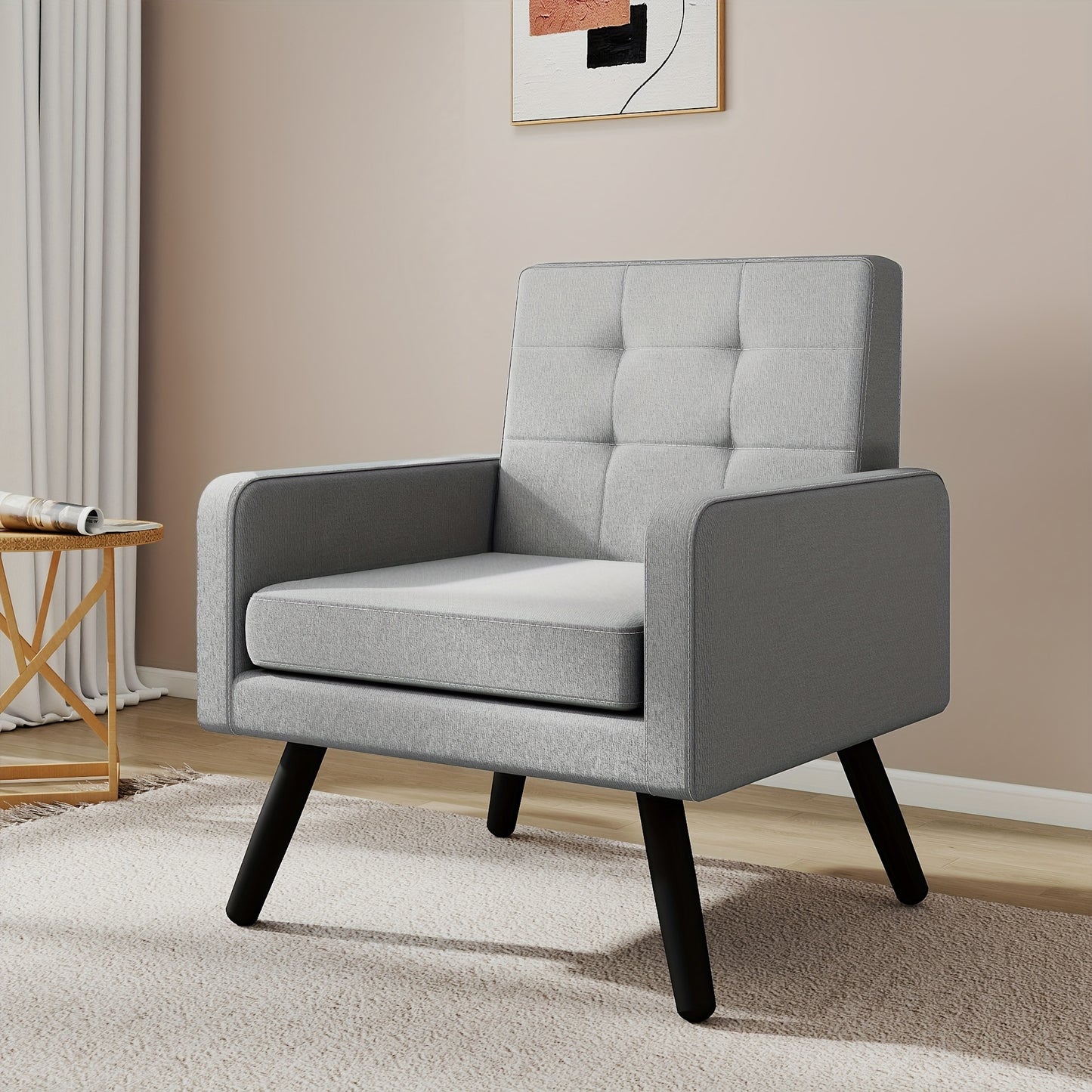 KROFEM Accent Chair Mid-Century Modern With Ergonomic Backrest