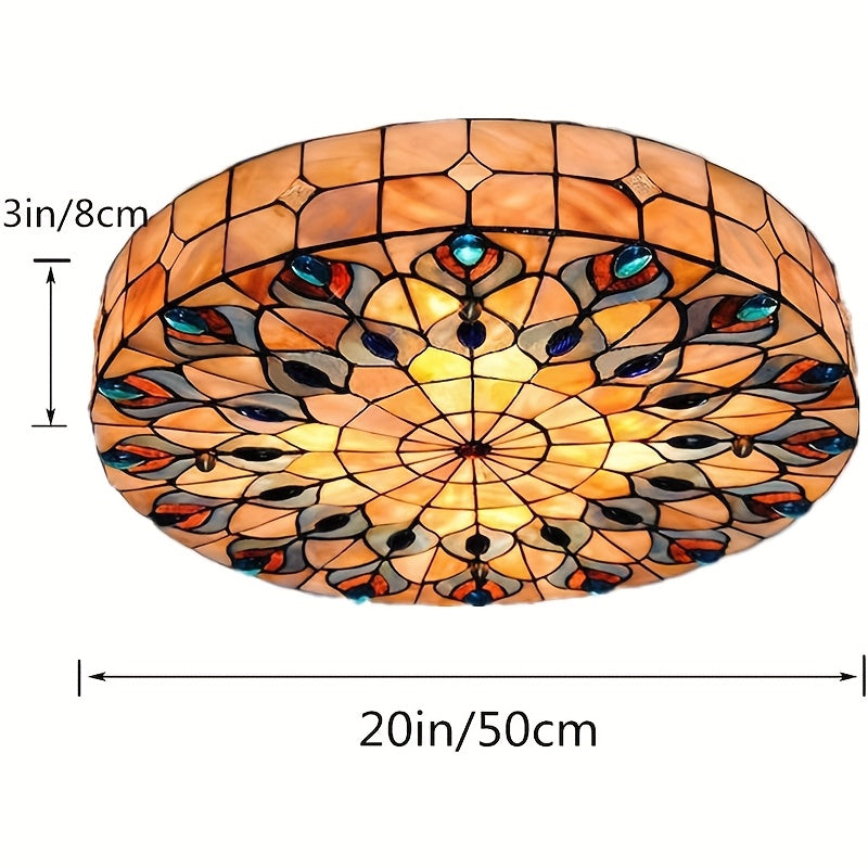 Rustic Style Flush Mount Ceiling Light Chandelier Fixture With E26 Base Handcrafted Multicolor Indoor Use