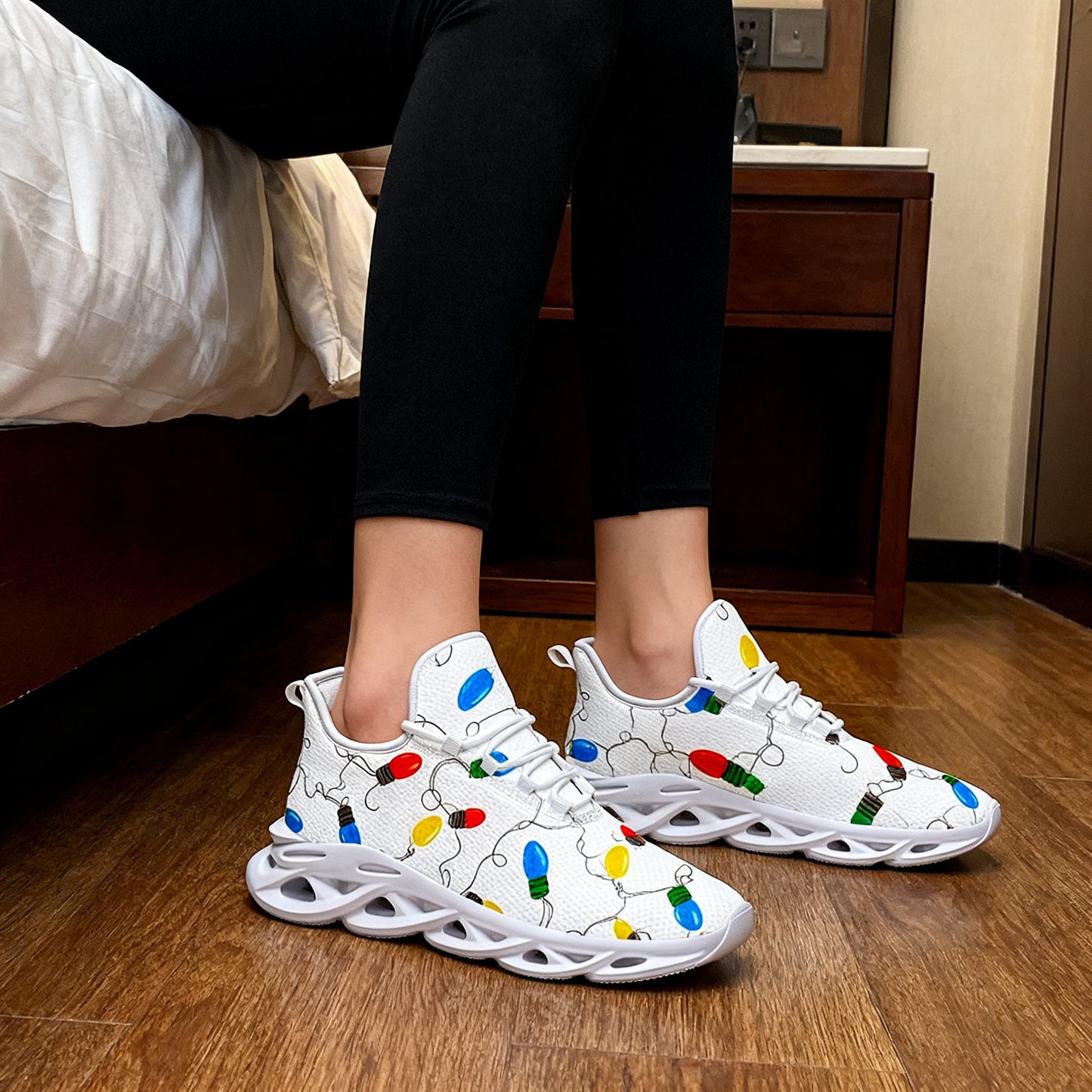 Seamless Pattern Christmas Lights And Connecting Wires Decor