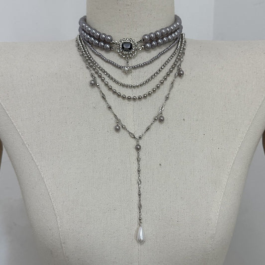 Neulry Baroque Niche Light Luxury Temper Pearl Necklace