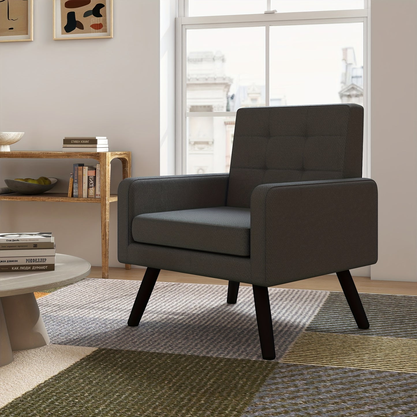 KROFEM Accent Chair Mid-Century Modern With Ergonomic Backrest